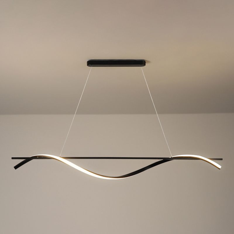 Simple Linear Hanging Island Light Metal Hanging Lighting Fixture for Sitting Room