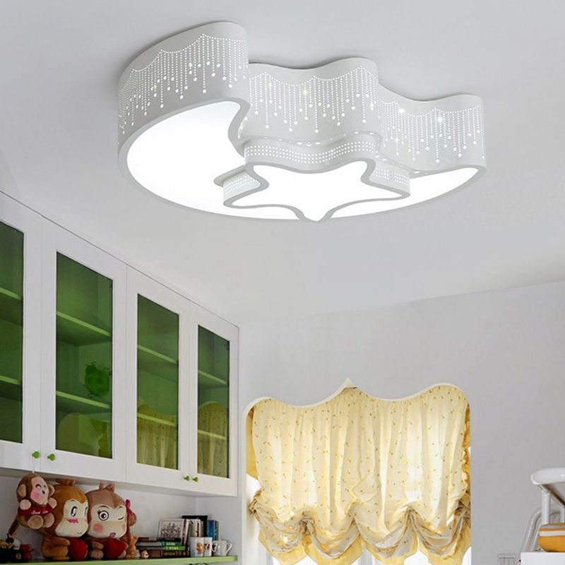 Moon And Star Flush Mount Light Fixtures Creative Acrylic Ceiling Light Fixtures for Bedroom