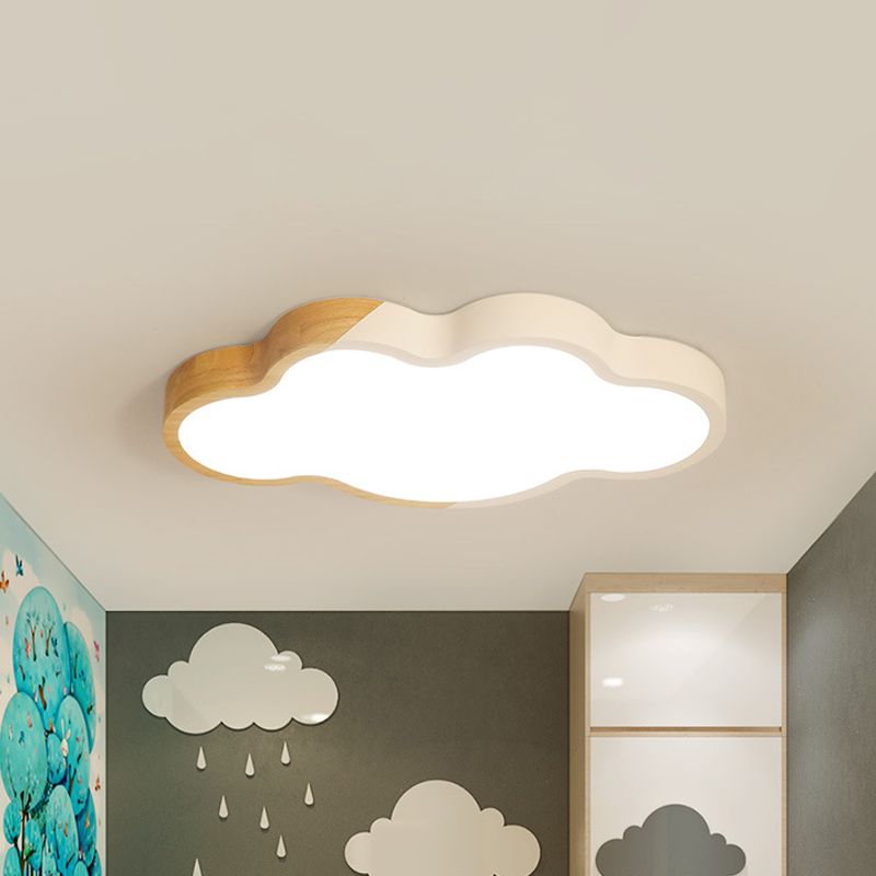 Metallic Cloud Flush Mount Light Modern Style White/Yellow/Green LED Ceiling Fixture for Great Room