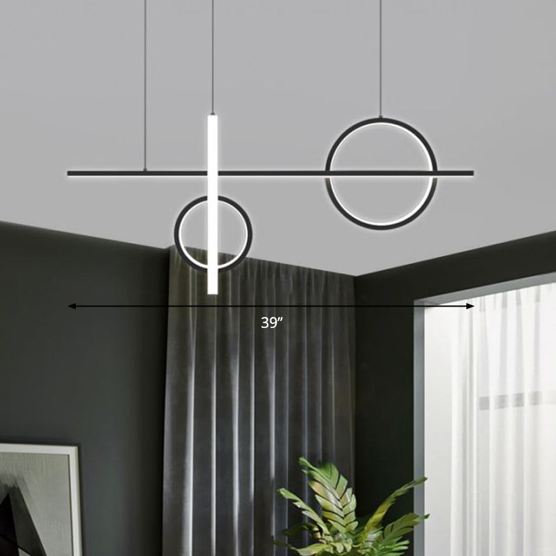 Crossed Island Pendant Light Novelty Minimalist Acrylic Black LED Suspension Light