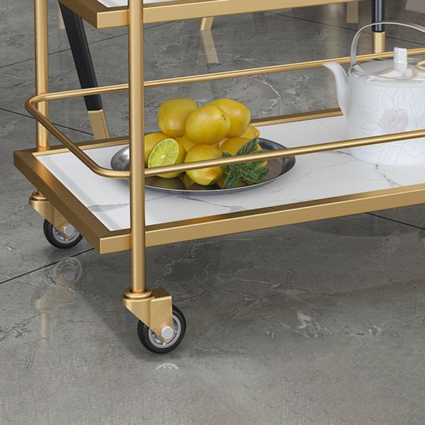 33.86"H Rolling Modern Prep Table Metal Prep Table for Dining Room