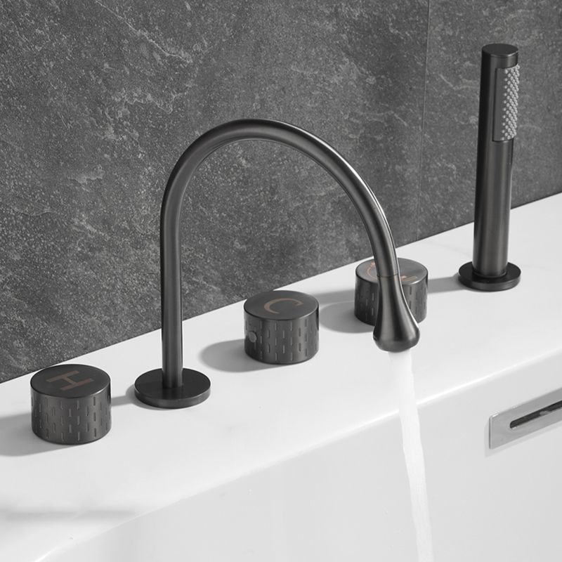 Deck Mounted Copper Roman Tub Faucet Low Arc 3 Handles Roman Tub Faucet Set