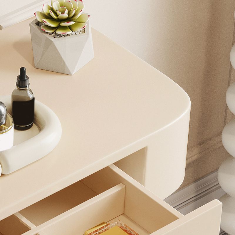Engineered Wood Vanity and Stool in Black/Beige Dressing Table