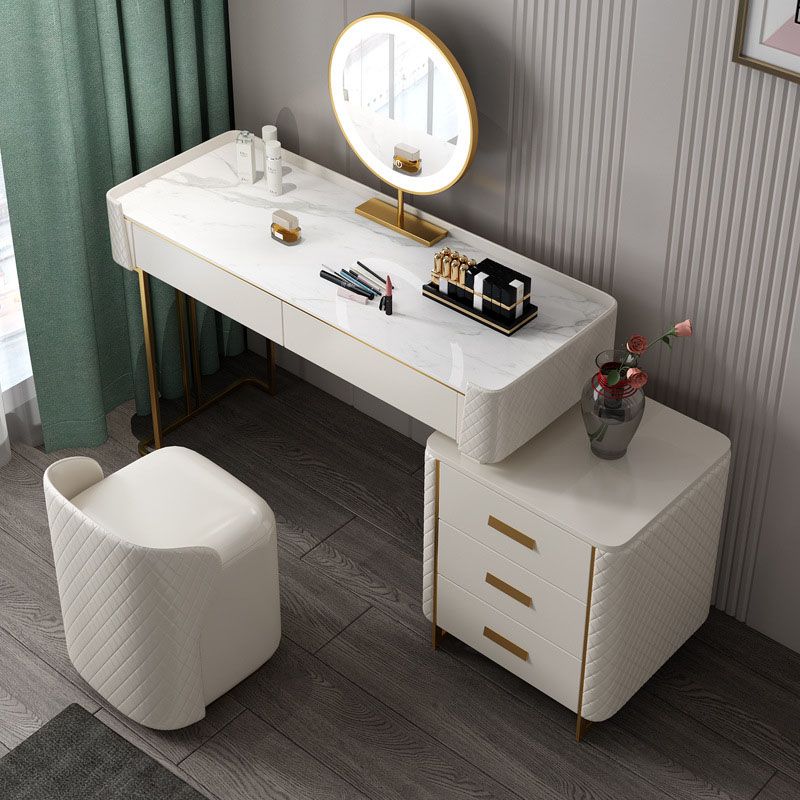 Glam Wooden Vanity Makeup Table Set 5-Drawers Dressing Table