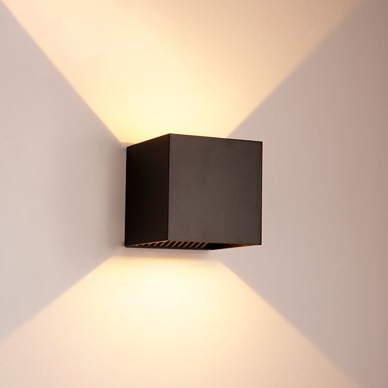 Contemporary Style Square Wall Mounted Light Metal 2 Lights Wall Washer Sconce