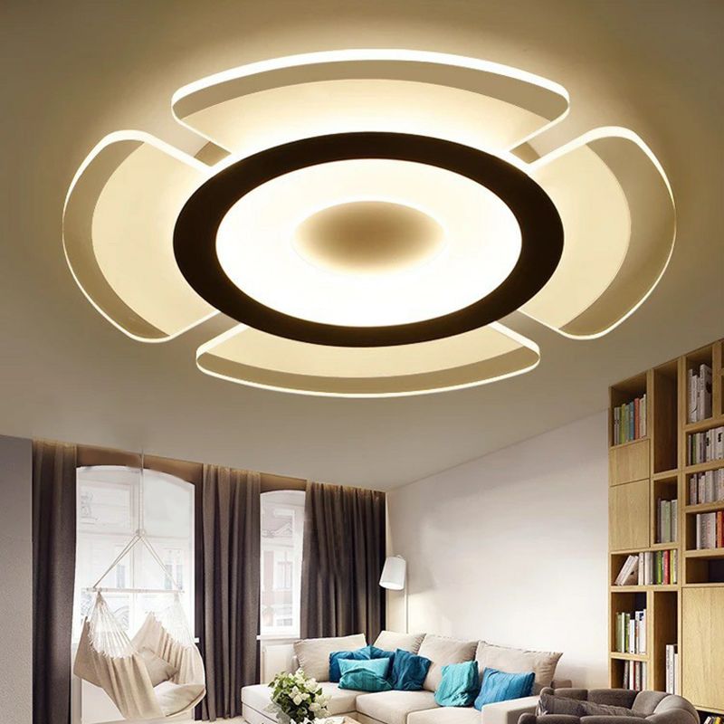 Metallic Circular Flush Mount Lighting Minimalist Clear LED Flush Mount Fixture for Living Room