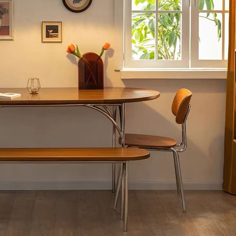 Oval Dining Room Kitchen Table Silver Frame Contemporary Dining Table