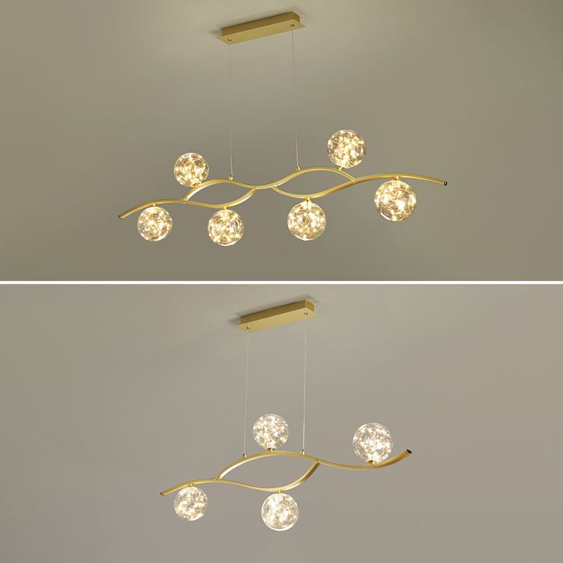 Modern Style Chandelier Light Round Glass Shade Ceiling Hanging Light for Dining Room
