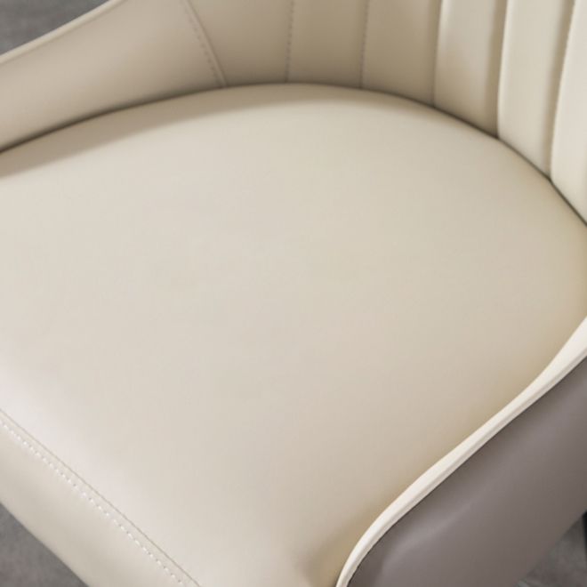 Solid Back Chair Scandinavian Style Arm Leather Dining Side Chairs