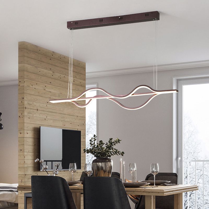 Flow Shape Ceiling Hang Light Artistic Metal Dining Room LED Pendant Lighting Fixture