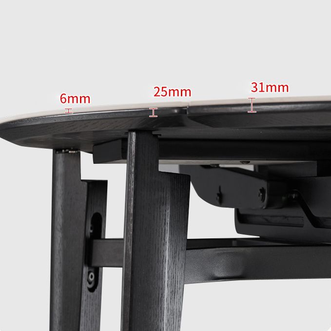 Contemporary Collapsible Sintered Stone Dining Room Table with 4 Solid Wood Legs Kitchen Dining Set