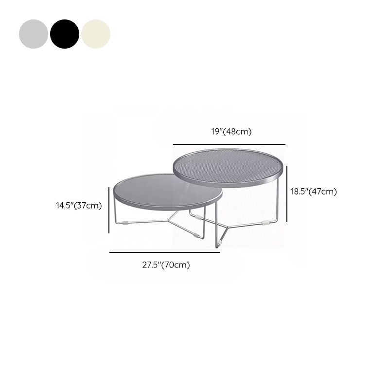 Modern Round Coffee Table Glass Top and Iron Coffee or End Table Cross Legs