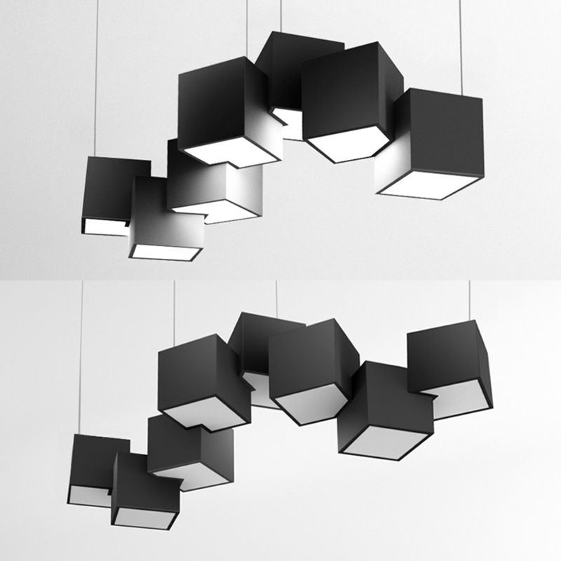 Multiple Square Island Pendant Lighting Modern Art Deco Metal LED Island Lamps for Art Gallery
