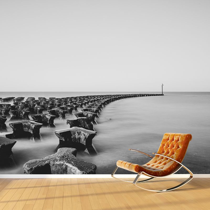 Customized Coastal Mural Wallpaper Mildew Resistant for Living Room Decor