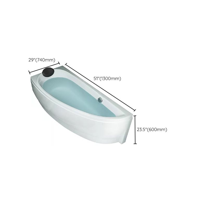 Back to Wall Corner Bathtub Acrylic White Modern Soaking Bath