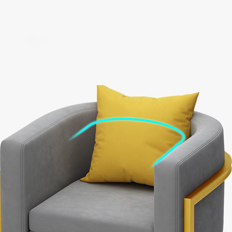 Scandinavian Solid Color Velvet Pillow Back Sofa with Tuxedo Arm