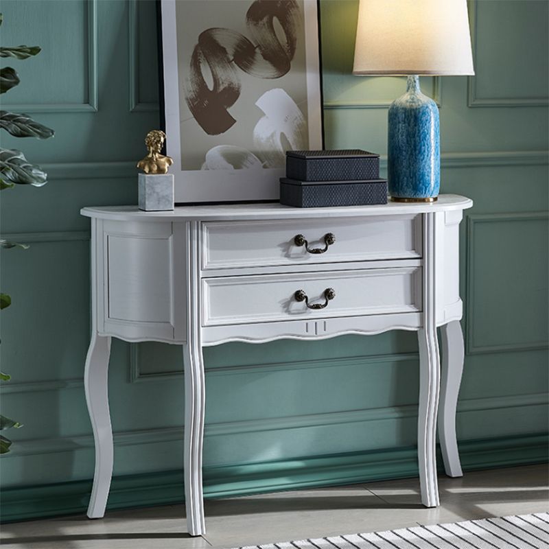 Victoria Wood Console Table Half Moon Console Sofa Table for Hall