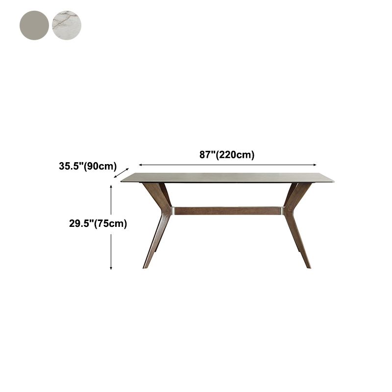 Medieval Modern Sintered Stone Top Dining Table Rectangle Kitchen Table with 4 Legs