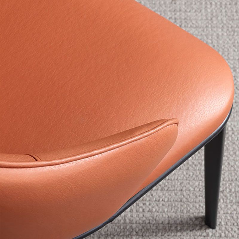 Faux Leather Side Chair Industrial Style Arm Solid Back Dining Side Chair for Home