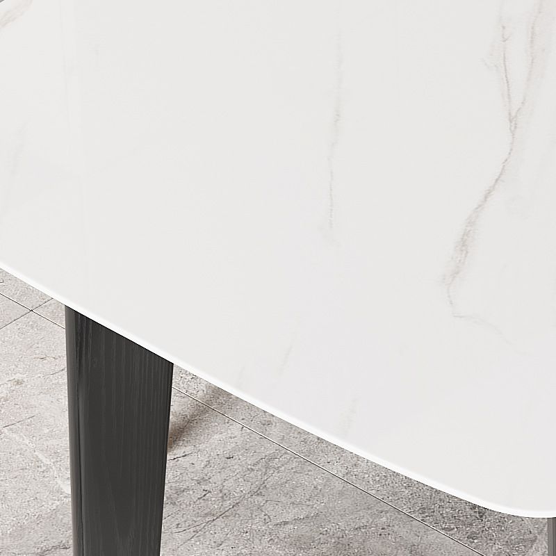 Rectangle Stone Dining table Modern 4 Black Solid Wood Legs Dining Table