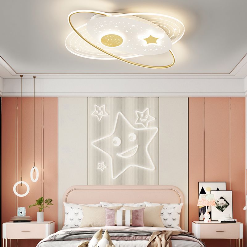 Oval Shape LED Ceiling Lamp Modern Iron 4 Lights Flush Mount for Bedroom