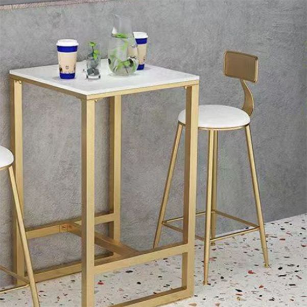 Glam Pub Table Set 1/3/5 Pieces Faux Marble Bar Table with Stools