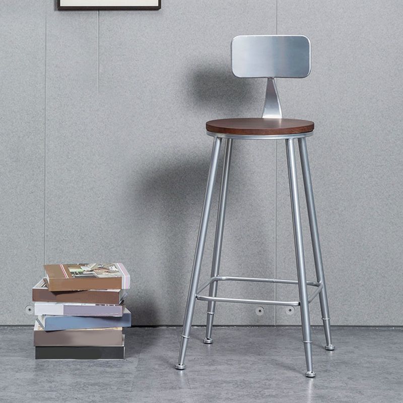 Indoor Industrial Wood Top Barstool Metal 4 Legs Bar Stool with Pedal