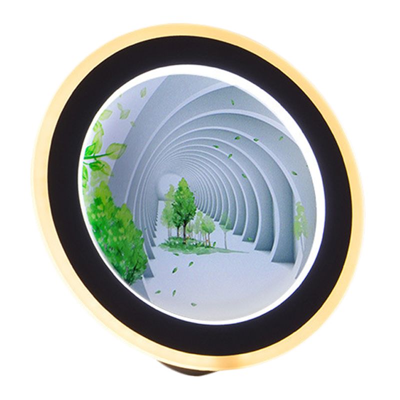 Túnel Visual Visual White Rounded Mural Ligera Asia LED Ilumina de pared acrílica para sala de reuniones