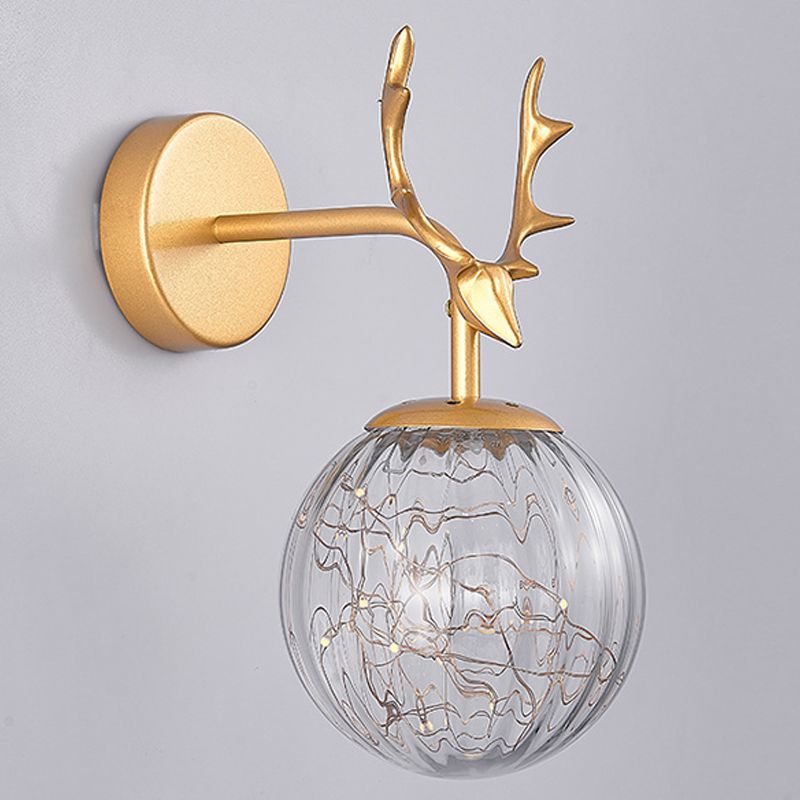 Modern Style Spherical Shape Wall Sconce Glass 1 Light Wall Lighting for Bedroom