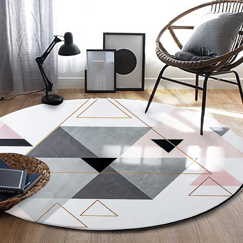 Stylish Modern Carpet Polyester Geometric Pattern Area Rug Non-Slip Backing Rug for Home Decor