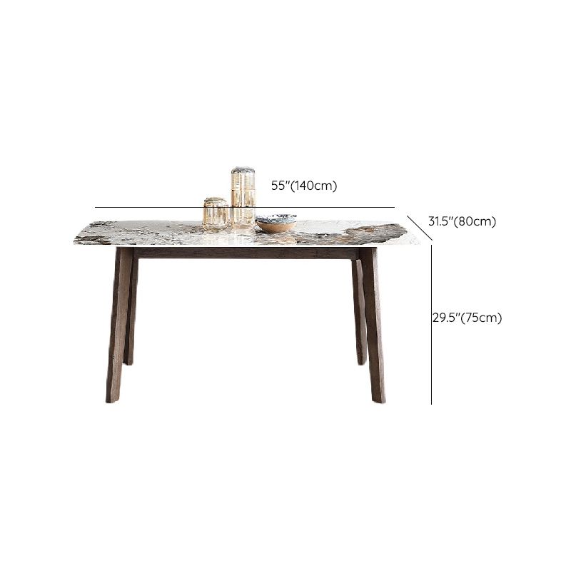 Mid-Century Dining Table for Home Stone Top Table with Wooden Frame