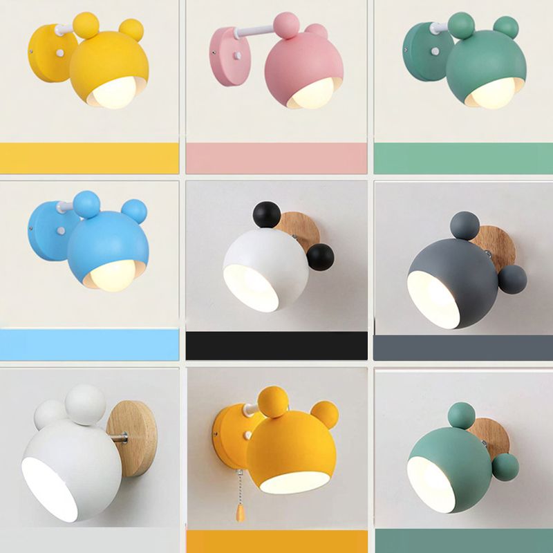 Nordic Modern Simple Children Style Panda Macaron Bedroom Wall Lamp