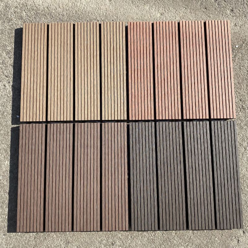 12" X 12" PVC 6-Slat Square Patio Tiles Snap Fit Installation Outdoor Flooring Tiles