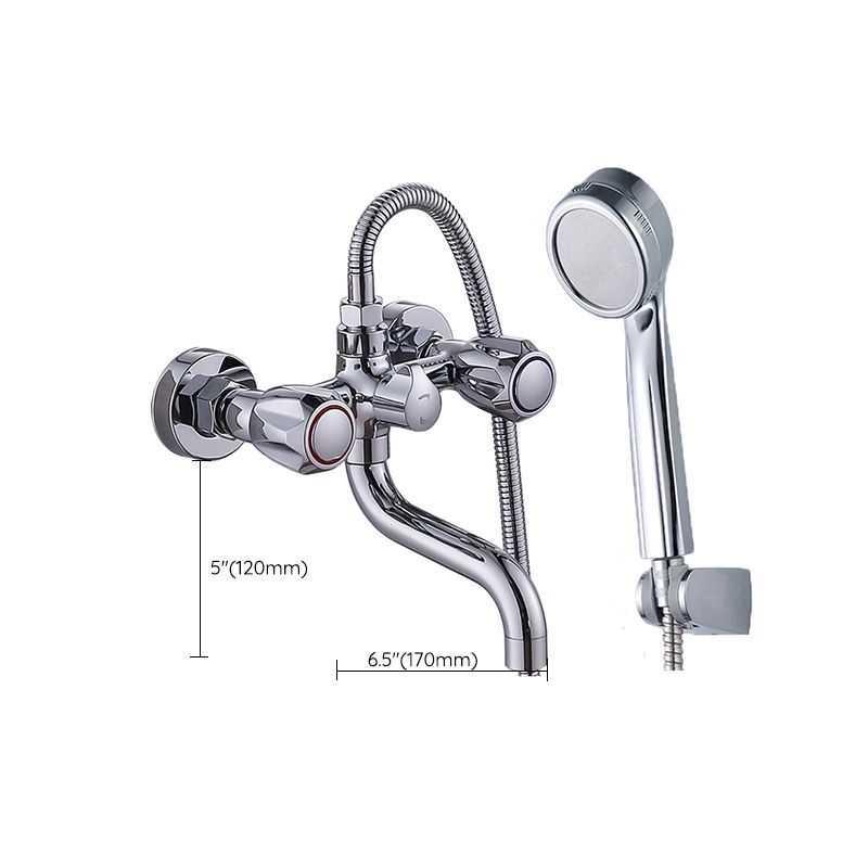 Chrome Bath Faucet Trim Wall Mounted Swivel Spout with Handheld Shower