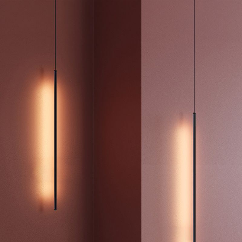 Lustre cylindrique lustre suspendu luminaire moderne de suspension extérieure moderne en finition noire