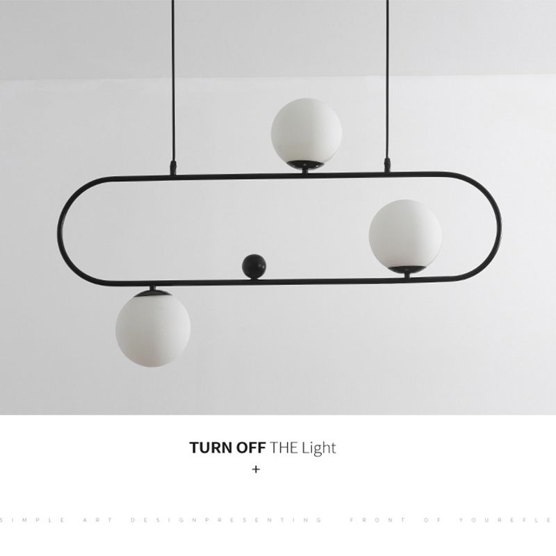 Modern Minimalism Ellipse Shape Island Pendant Lighting Globe Glass Island Ceiling Light for Living Room