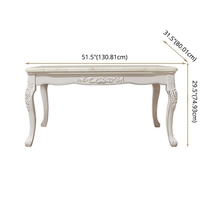 Juego de mesa de mármol victoriano de 5/7 con mesa rectangular de comedor con cávidos con sillas textiles