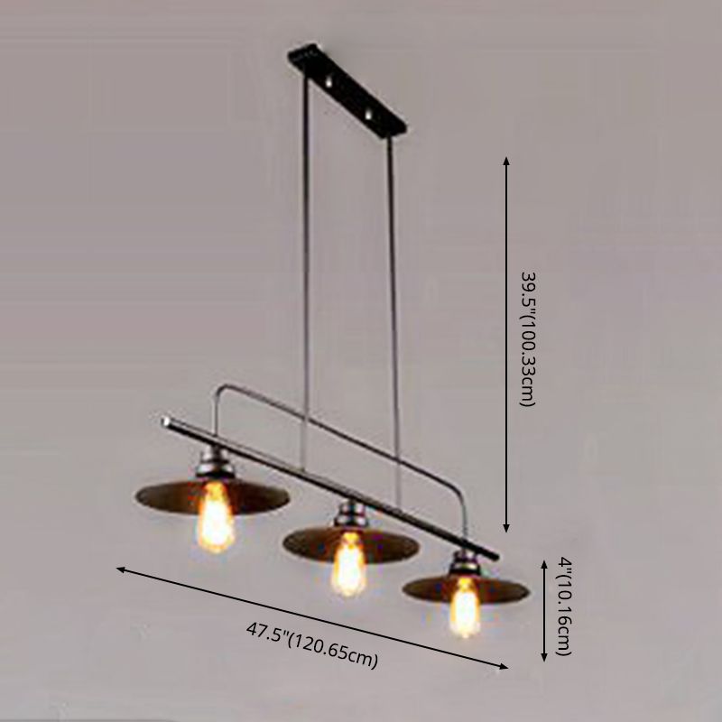 Black Geometric Island Pendant Light in Industrial Concise Style Wrought Iron Ceiling Light for Commercial Place