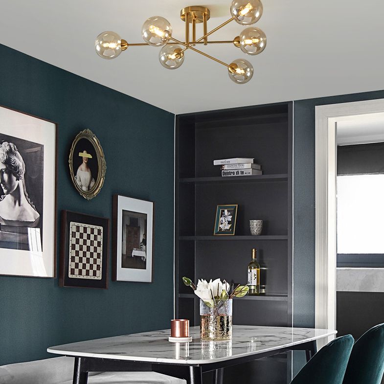 Luz de techo de vidrio moderno de lámpara de montaje de techo esférico