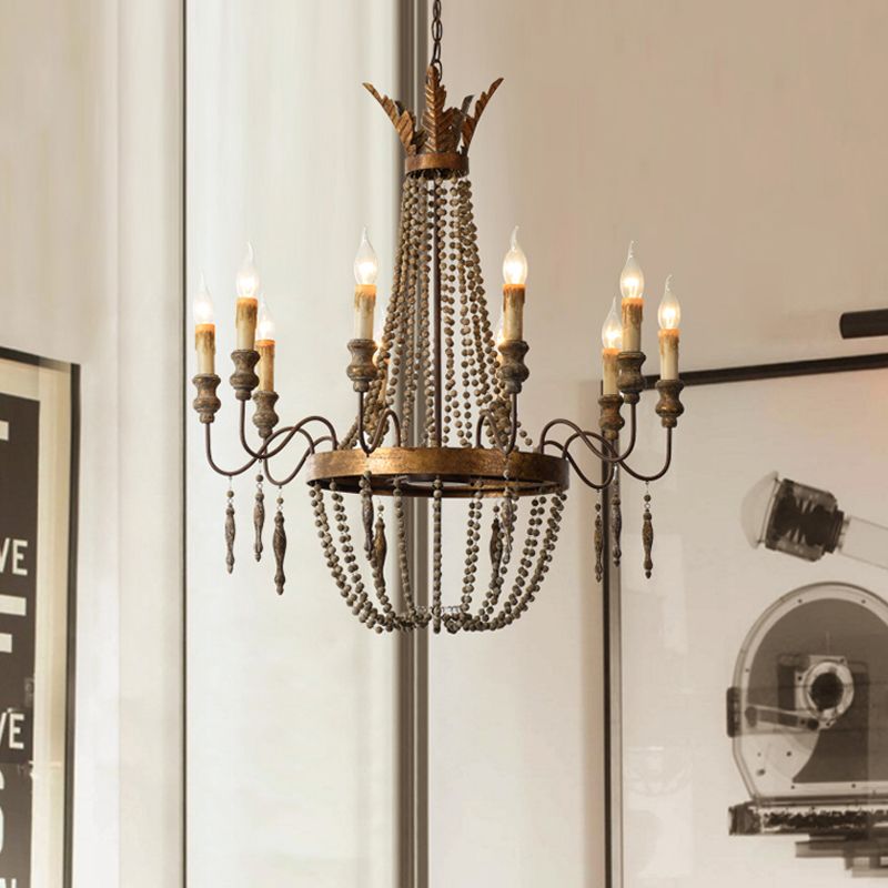 Rust Spur Empire Chandelier Traditional Metal 8/10 Bulbs Pendant Light Fixture for Living Room