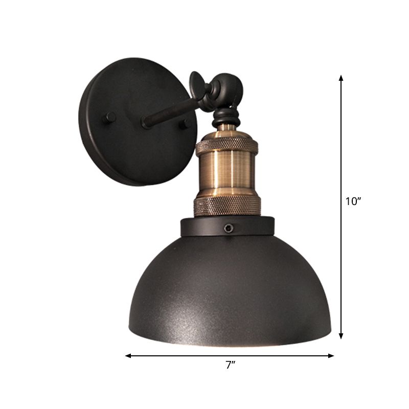 Dome Restaurant Wall Lighting Metal 1 Light Modern Style Adjustable Wall Sconce Lamp in Black