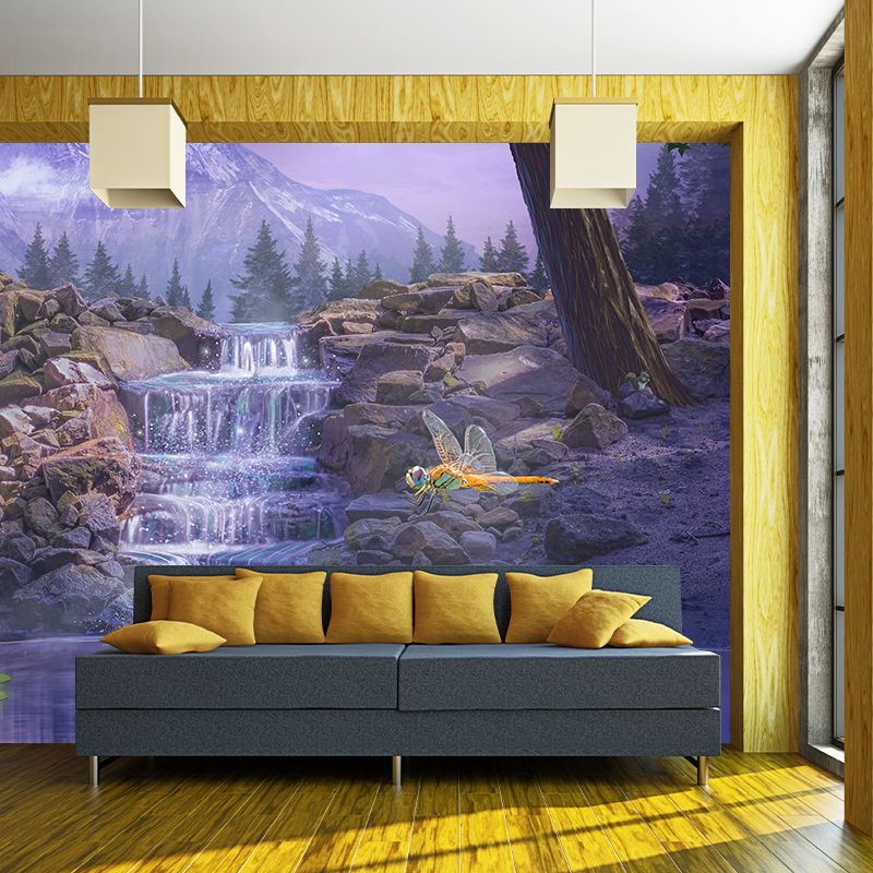Environment Friendly Resistant Wallpaper Mountain Illustration Living Room Wall Mural