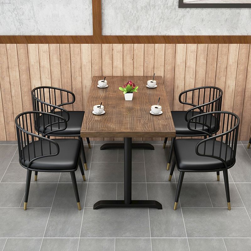Solid Wood Dining Table Industrial Square Dining Table with Metal Base