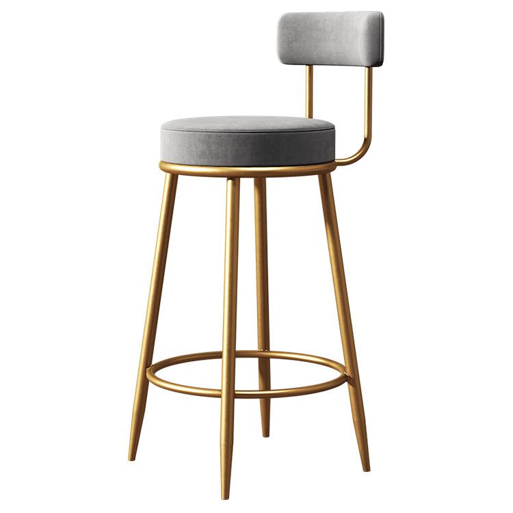 Nordic Velvet Cushion Barstool Gold 4 Legs Bar Stool for Indoor