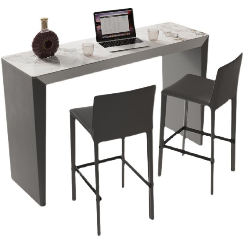 Sintered Stone Bistro Bar Table Modern Double Pedestal Bar Table for Home