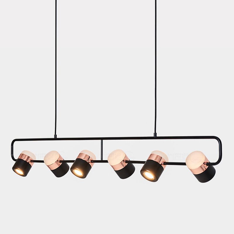 Cylinder Island Light Fixtures Modern Multi-Light Island Chandelier Lights with White Acrylic Shade