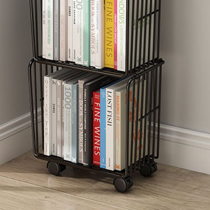 Contemporary Metal Shelf Bookcase Closed Back Vertical Bookcase