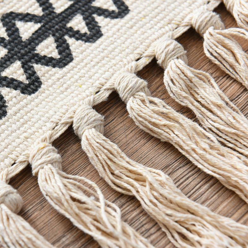 Bohemian Tribal Print Rug Retro Washable Area Carpet Fringe Design Cotton Blend Rug for Home Decor