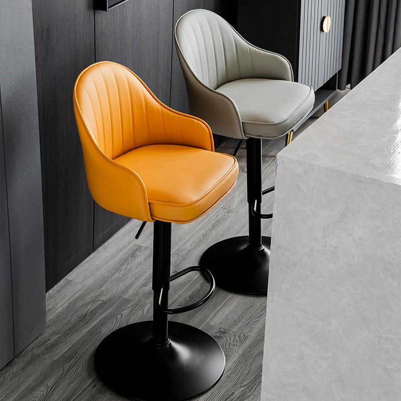 Indoor Modern Leather Barstool Rotating Lifting Bar Stool with Armrests