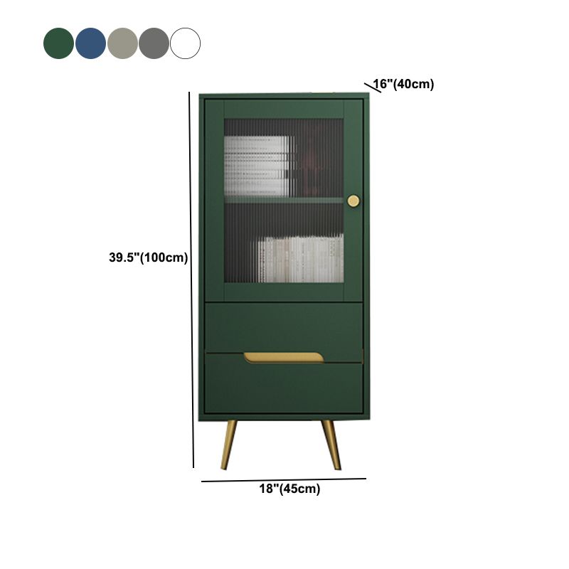 Modern Wooden Accent Cabinet with 2 Drawers and Glass Door Cabinet